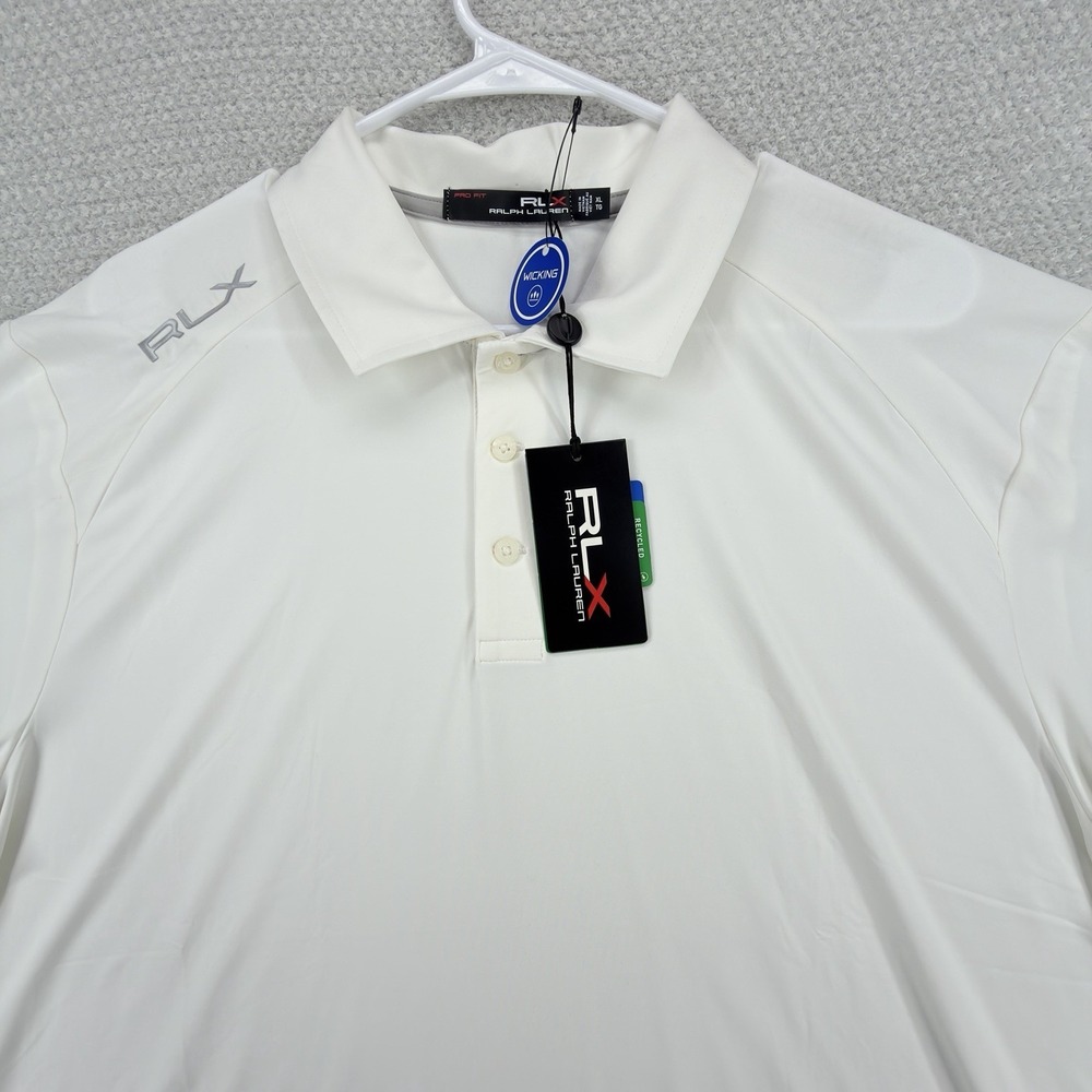 RLX Ralph Lauren Pro Fit Golf Polo Shirt Mens XL White Moisture Wicking Stretch
